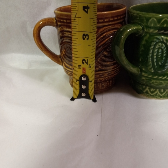 VINTAGE 6 Mugs Japanese Pottery Porcelain Ceramic Blue, Orange, Green, Brown,Tan - Picture 4 of 13